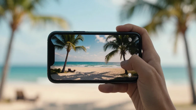 Smartphone en la playa con iluminación cinematográfica