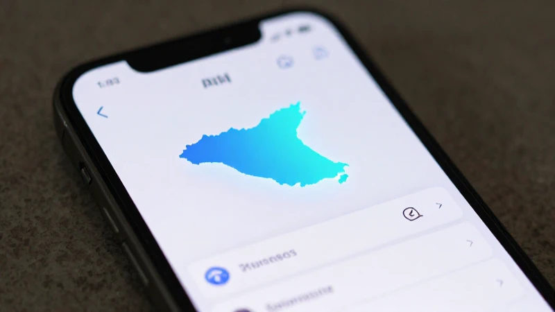 Pantalla móvil con mapa brillante de Mauricio