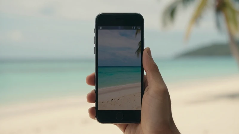 Smartphone muestra señal en isla tropical