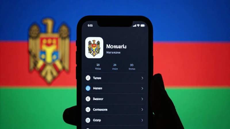 Smartphone con ajustes, bandera moldava, luz cinematográfica