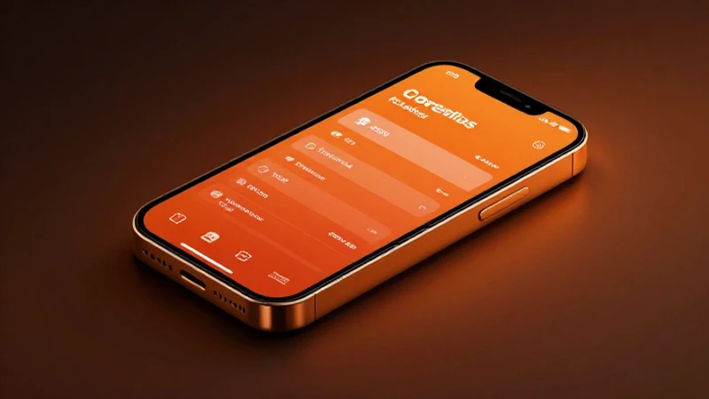 Teléfono con menú naranja, luz suave