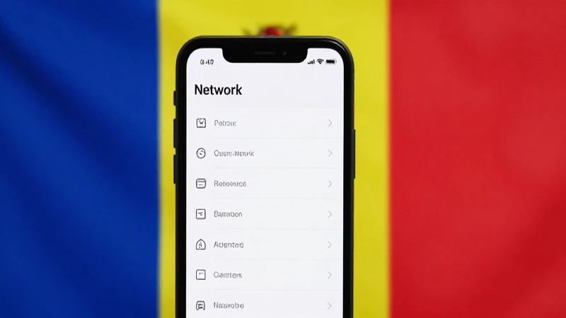 Teléfono con ajustes de red y bandera moldava