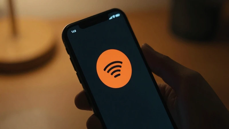 Pantalla con icono naranja en luz cálida