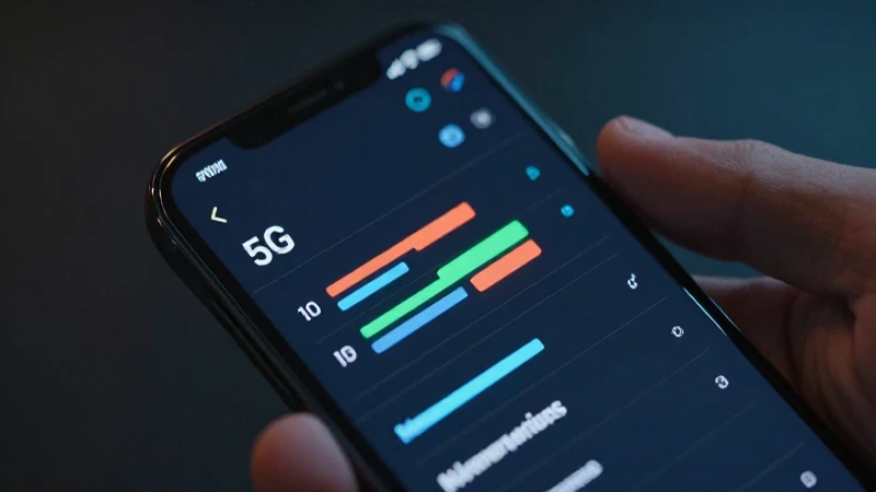 Smartphone muestra conexión 5G brillante y clara