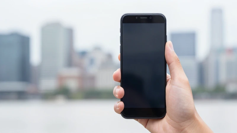 Primer plano de móvil Android urbano