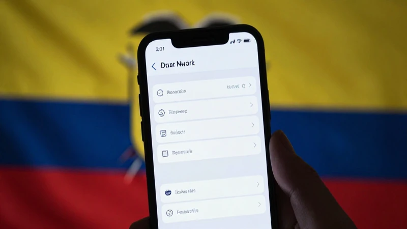 Smartphone muestra ajustes con bandera ecuatoriana