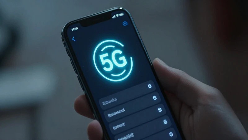 Teléfono muestra 5G con enfoque cinematográfico