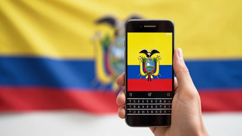 Teléfono, bandera ecuatoriana, luz suave y enfoque selectivo