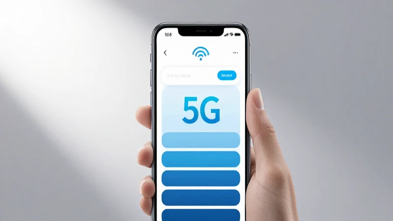 Teléfono muestra 5G con baja profundidad