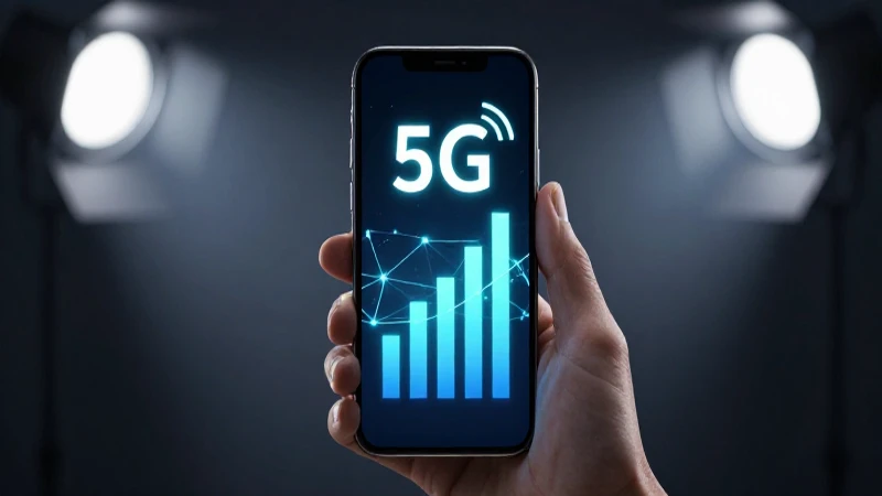 Teléfono móvil muestra 5G con luz dramática