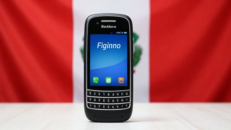 Teléfono BlackBerry sobre fondo de la bandera peruana