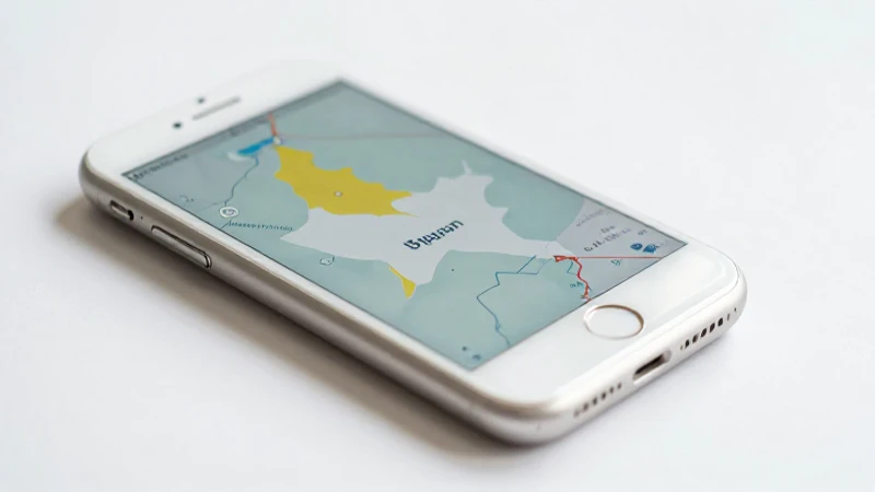 iPhone con mapa de Myanmar, luz suave