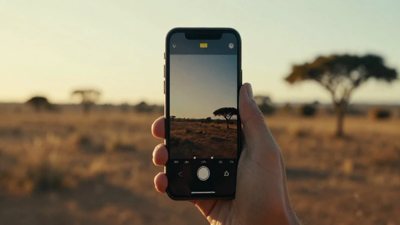 Teléfono muestra señal en paisaje namibio