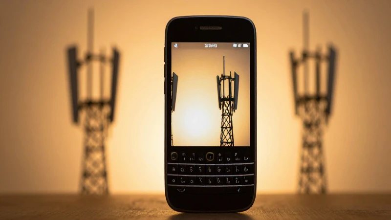 Primer plano borroso de un móvil Blackberry