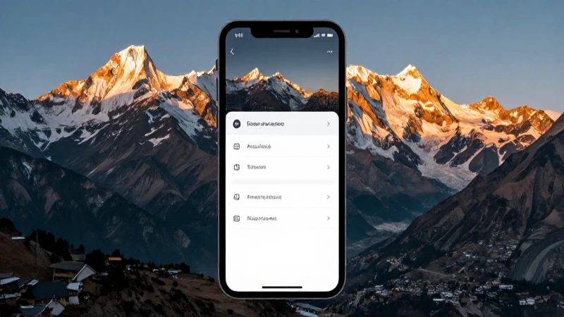Naturaleza nepalí en pantalla con ajustes