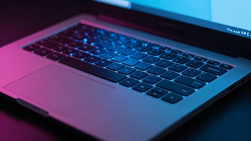 Portátil moderno con conexión azul brillante