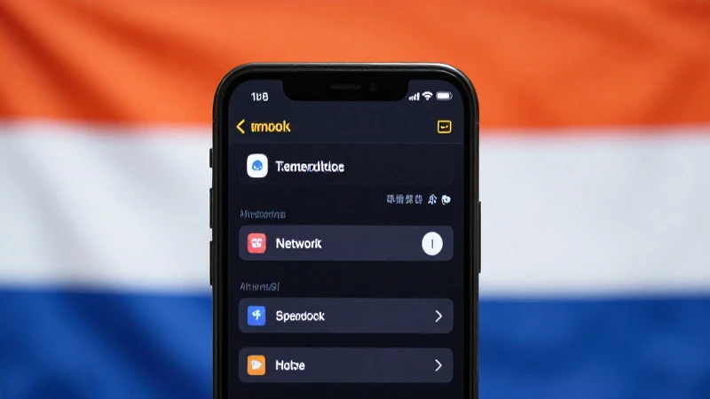 Pantalla de móvil muestra ajustes de red