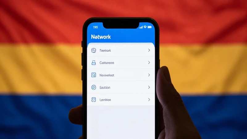 Teléfono muestra ajustes en fondo holandés