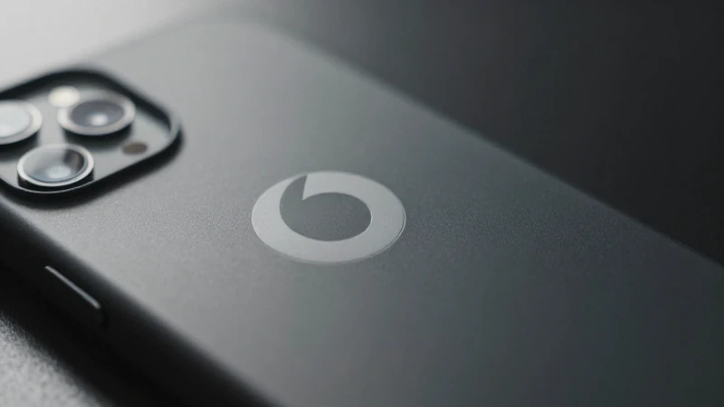 iPhone con logo Vodafone, luz suave y foco selectivo