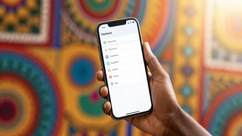 Guía Completa de Configuración de APN para Niger Moov NE 5 Smartphone muestra configuración con arte africano