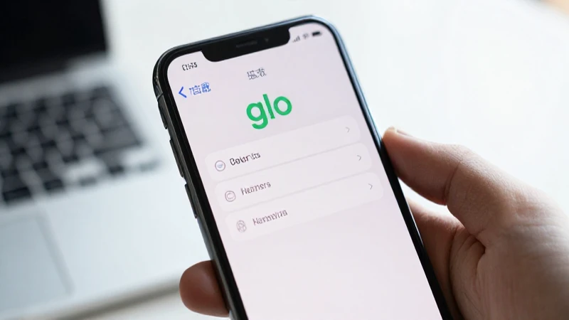 Teléfono muestra ajustes de red con el logo Glo