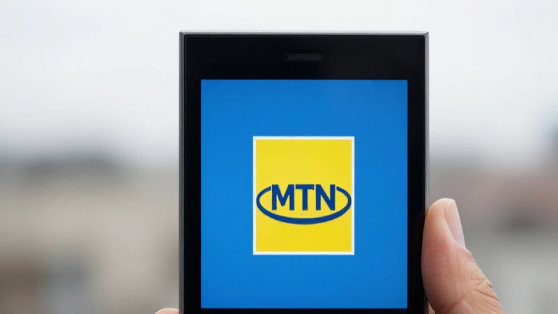 Teléfono Windows con el logo MTN al fondo