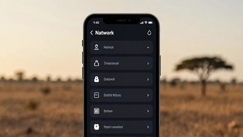 Teléfono con redes, paisaje africano cálido