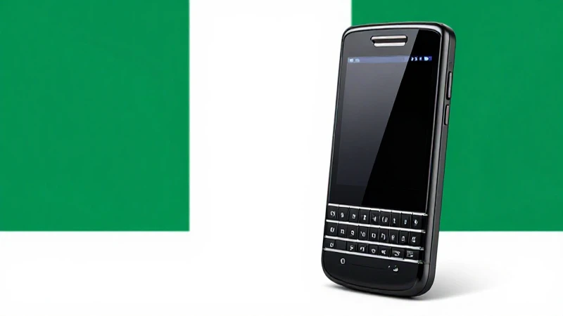 Teléfono Blackberry con fondo de la bandera nigeriana