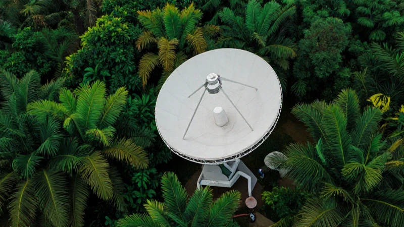 Planta exuberante con antena bajo luz cinematográfica