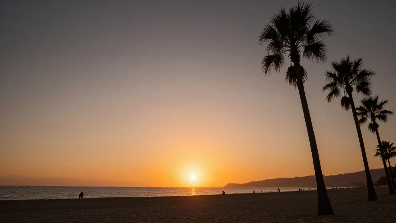 Atardecer playero cálido y cinematográfico