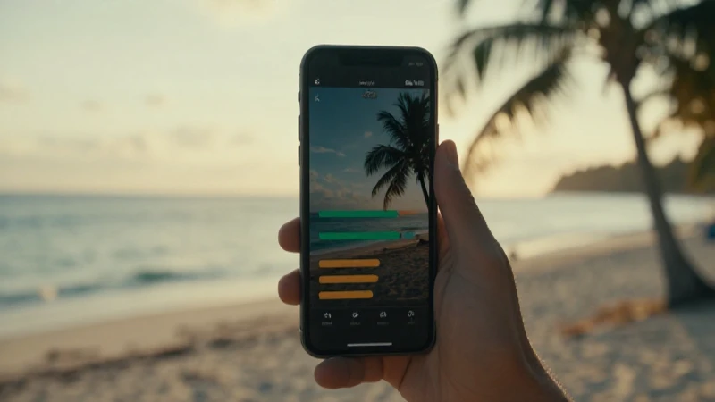 Playa tropical, datos, luz dorada, cinematográfico