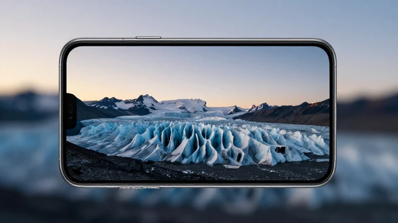 Teléfono Android, paisaje helado, iluminación cinematográfica