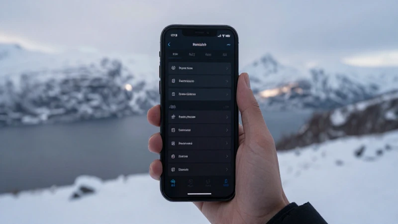 Teléfono muestra ajustes con paisaje nevado
