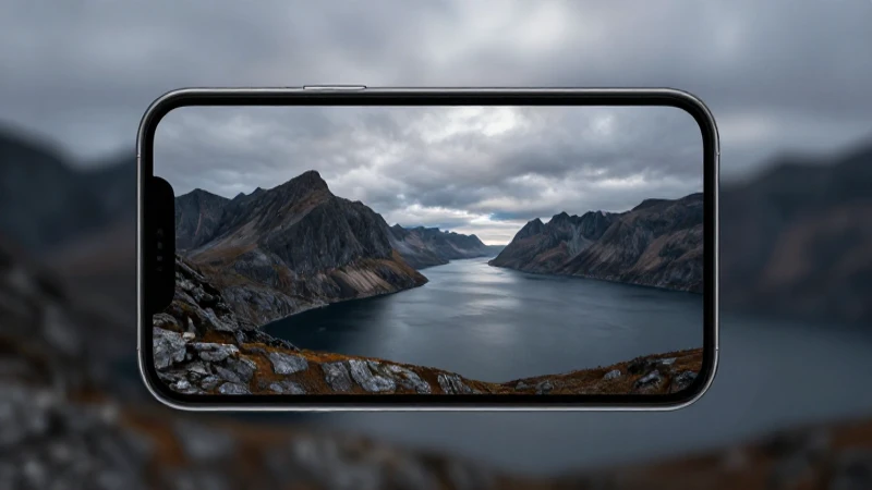 Smartphone iluminado en paisaje noruego místico