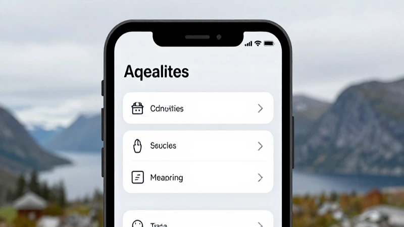 Smartphone con ajustes, paisaje noruego suave