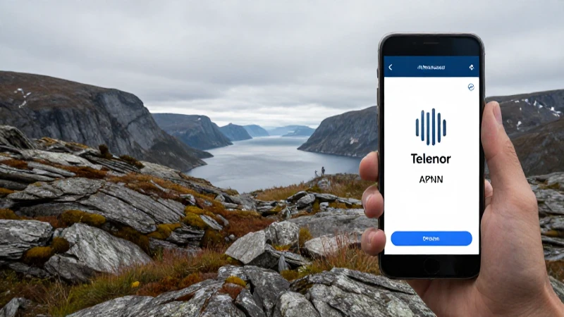 Paisaje noruego brillante con señal Telenor