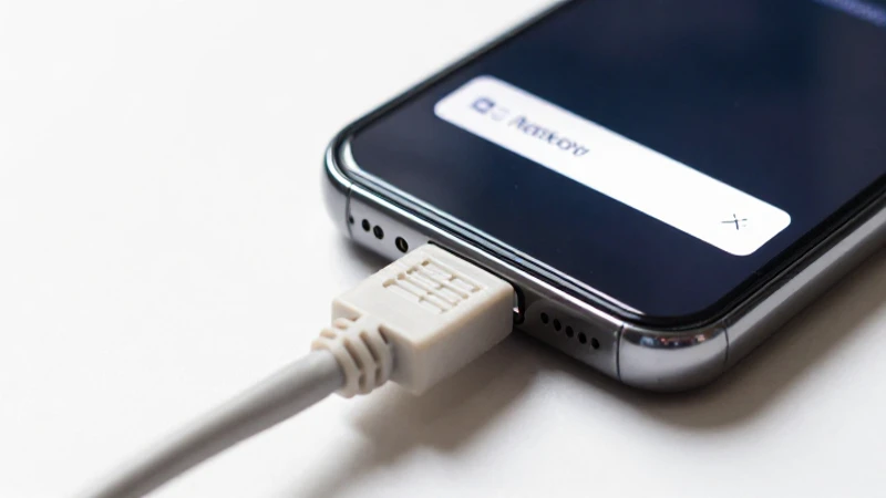 Smartphone mostrando configuración con fibra óptica