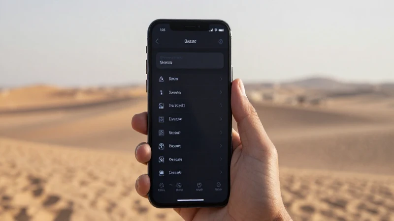 Teléfono muestra ajustes con paisaje omaní