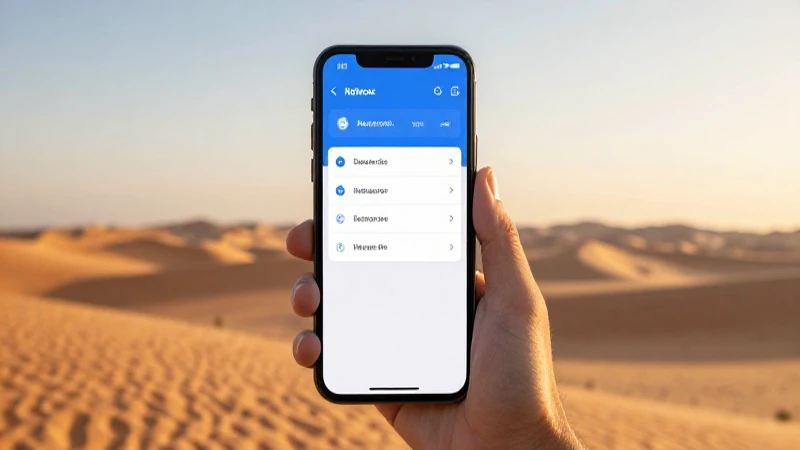 Teléfono muestra ajustes con paisaje omaní dorado