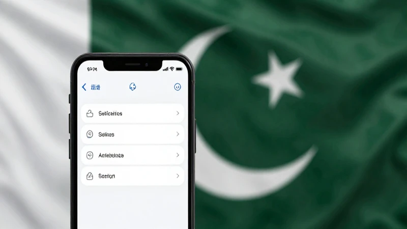Pantalla de ajustes con bandera paquistaní difuminada
