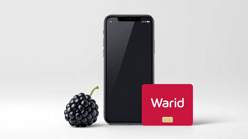 Teléfono Blackberry, tarjeta Warid e iluminación suave