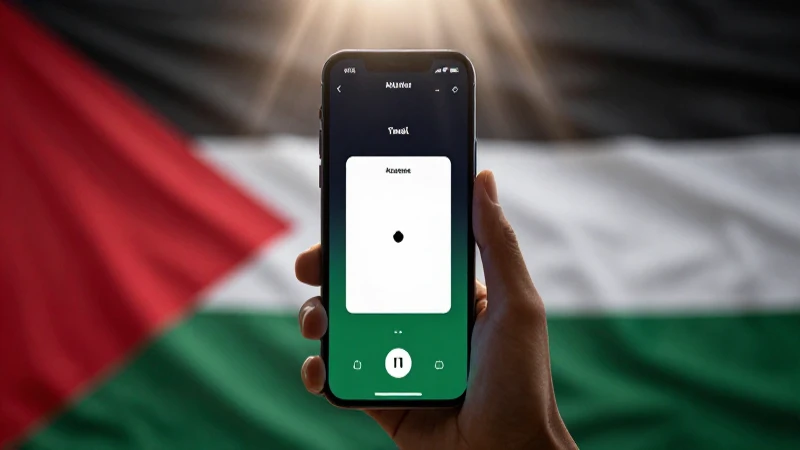 Smartphone muestra señal con fondo palestino