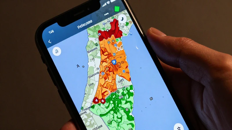 Teléfono muestra mapa palestino con detalle