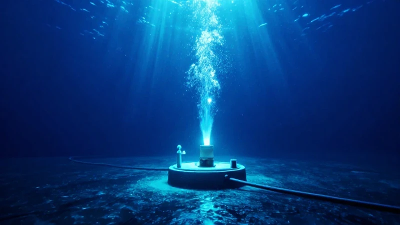 Cable submarino, océano brillante e iluminación dramática