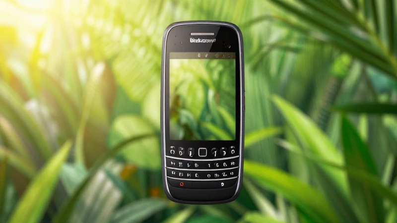 Teléfono BlackBerry con fondo tropical vibrante