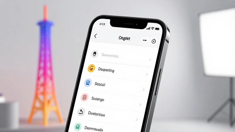 Smartphone con menú, torre celular y luz suave