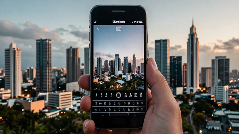 Panorámica cinematográfica de la ciudad desde BlackBerry