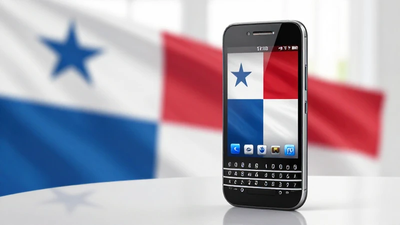 Teléfono BlackBerry, bandera panameña, luz suave