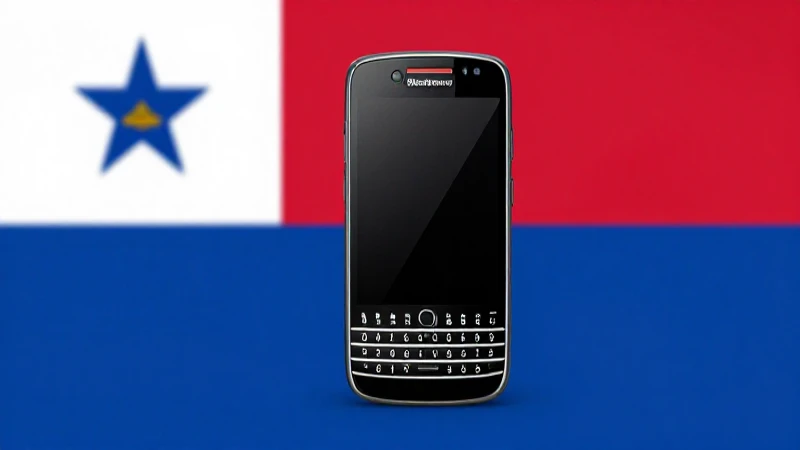 Smartphone BlackBerry con fondo de bandera panameña
