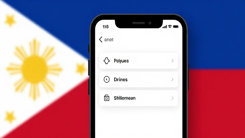 Teléfono muestra ajustes con bandera filipina